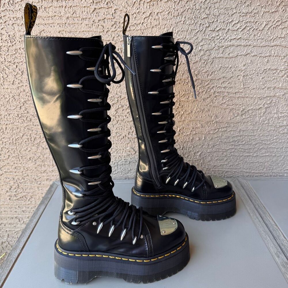 Dr. Martens 1B60 LTT Max Quad Retro Sole Platform Knee Boots Metal Toe Womens 6 - Picture 3 of 16